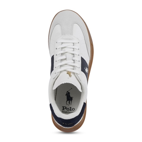 Polo Ralph Lauren - Sneakers bianca Heritage Aera in pelle con patch logo per