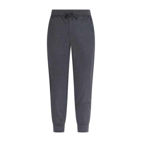 Armani Exchange - Pantalone tuta nera in felpa con lavorazione jacquard per