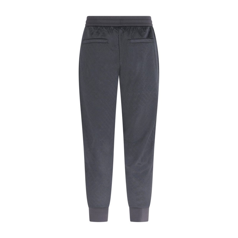 Armani Exchange - Pantalone tuta nera in felpa con lavorazione jacquard per