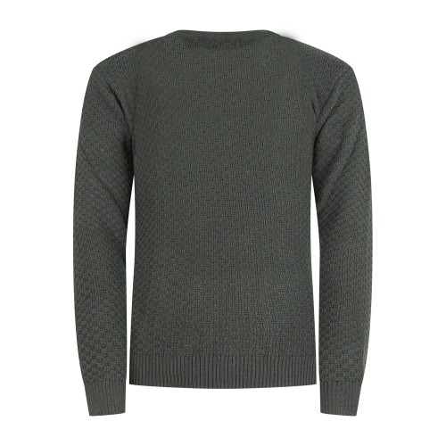 Luca Bertelli - Maglione verde girocollo con lavorazione intarsio per uomo |