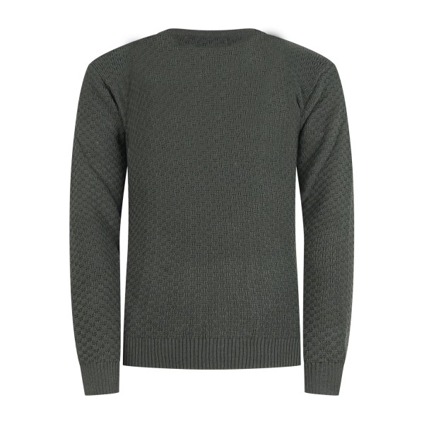 Luca Bertelli - Maglione verde girocollo con lavorazione intarsio per uomo |