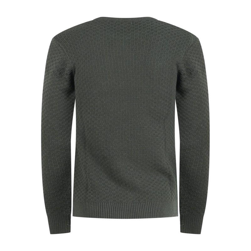 Luca Bertelli - Maglione verde girocollo con lavorazione intarsio per uomo |