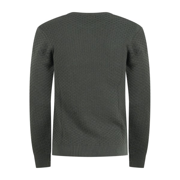 Luca Bertelli - Maglione verde girocollo con lavorazione intarsio per uomo |