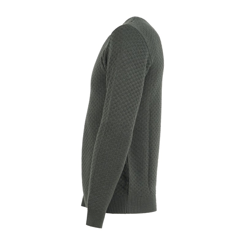 Luca Bertelli - Maglione verde girocollo con lavorazione intarsio per uomo |