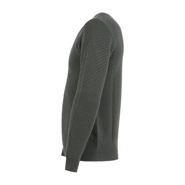 Luca Bertelli - Maglione verde girocollo con lavorazione intarsio per uomo |