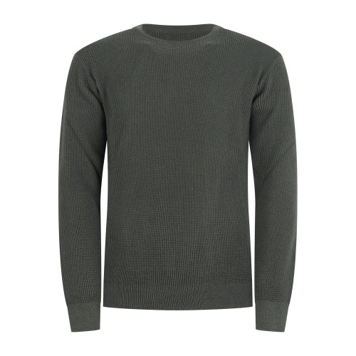 Luca Bertelli - Maglione verde girocollo con lavorazione a nido d'ape per uomo