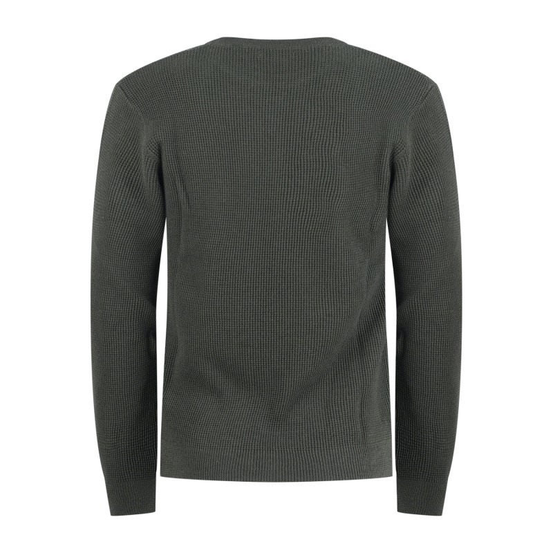 Luca Bertelli - Maglione verde girocollo con lavorazione a nido d'ape per uomo