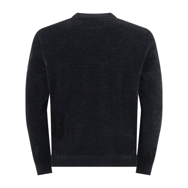 Unity - Maglione nero girocollo in ciniglia con filati tecnici per uomo |