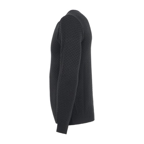 Luca Bertelli - Maglione nero girocollo con lavorazione intarsio per uomo | 2