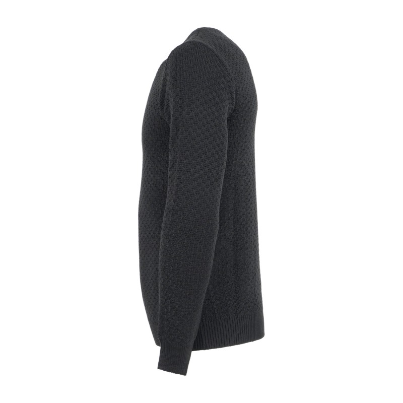 Luca Bertelli - Maglione nero girocollo con lavorazione intarsio per uomo |