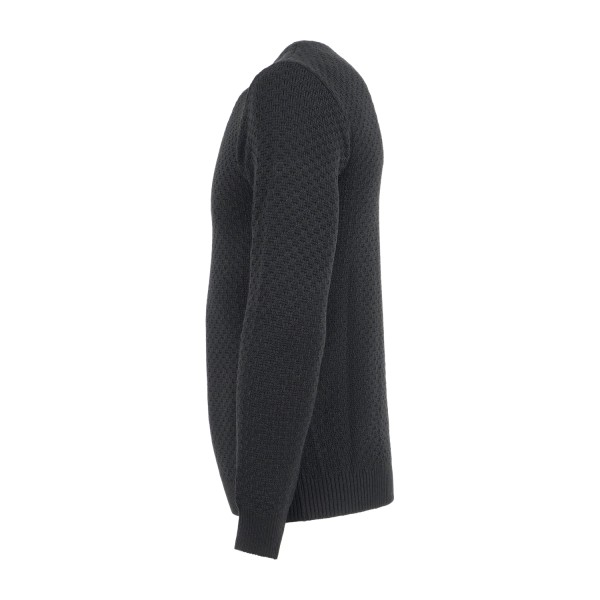 Luca Bertelli - Maglione nero girocollo con lavorazione intarsio per uomo |
