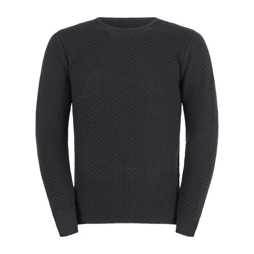 Luca Bertelli - Maglione nero girocollo con lavorazione intarsio per uomo |