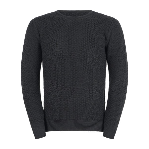 Luca Bertelli - Maglione nero girocollo con lavorazione intarsio per uomo |