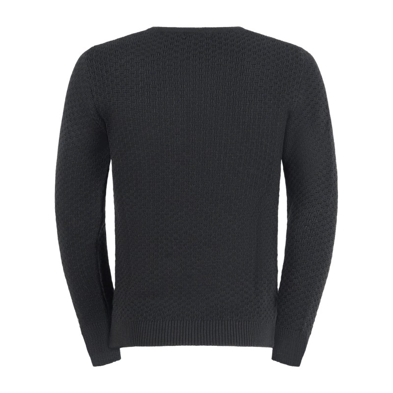 Luca Bertelli - Maglione nero girocollo con lavorazione intarsio per uomo |