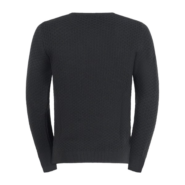 Luca Bertelli - Maglione nero girocollo con lavorazione intarsio per uomo |