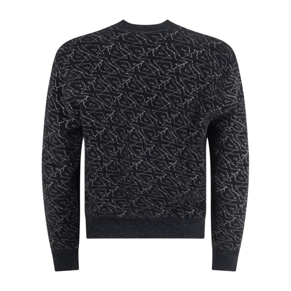 Armani Exchange - Maglione nero girocollo con fantasia geometrica logo all-over