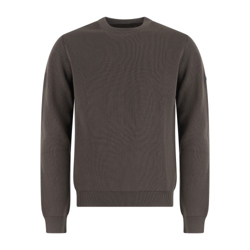 Unity - Maglione marrone girocollo in tessuto tecnico per uomo | mauna air aw