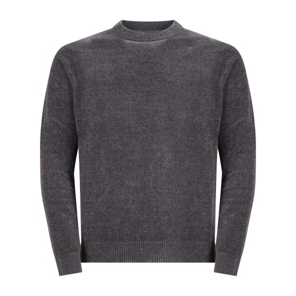 Unity - Maglione grigio girocollo in ciniglia con filati tecnici per uomo |