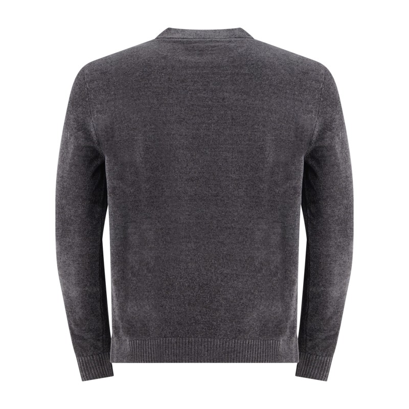 Unity - Maglione grigio girocollo in ciniglia con filati tecnici per uomo |