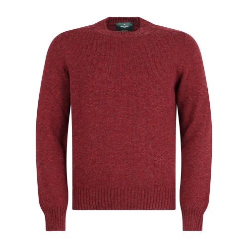 Gran Sasso - Maglione girocollo rosso in pura lana Shetland per uomo |