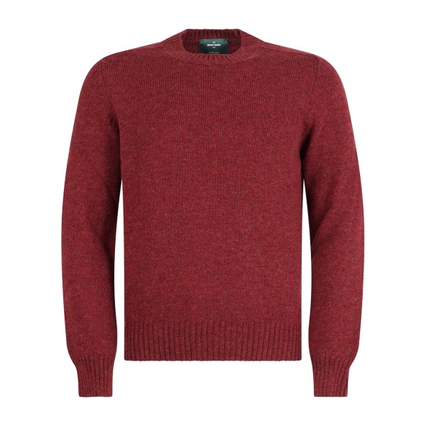 Gran Sasso - Maglione girocollo rosso in pura lana Shetland per uomo |