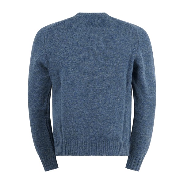 Gran Sasso - Maglione girocollo ottanio in pura lana Shetland per uomo |