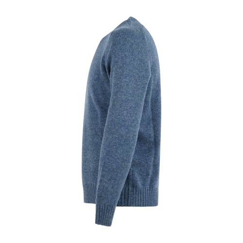 Gran Sasso - Maglione girocollo ottanio in pura lana Shetland per uomo | 2