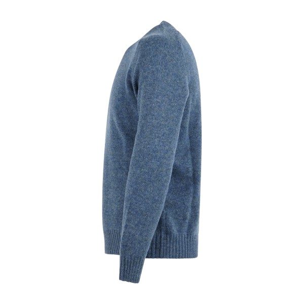 Gran Sasso - Maglione girocollo ottanio in pura lana Shetland per uomo |