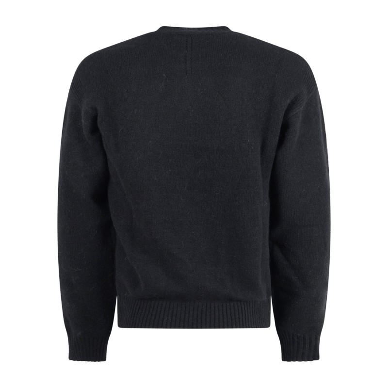 +39 Masq - Maglione girocollo nero in misto alpaca superfine con collo a