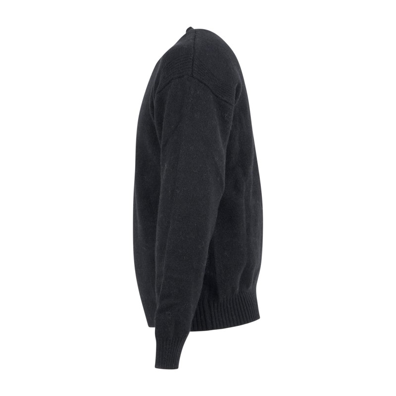 +39 Masq - Maglione girocollo nero in misto alpaca superfine con collo a