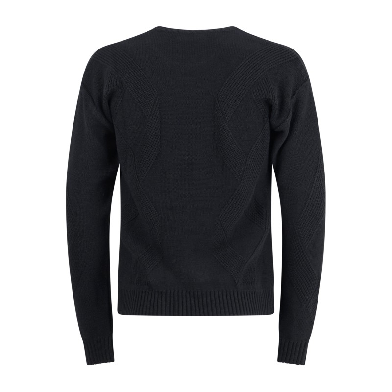Daniele Alessandrini - Maglione girocollo nero con lavorazione per uomo |