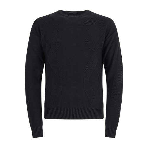 Daniele Alessandrini - Maglione girocollo nero con lavorazione per uomo |