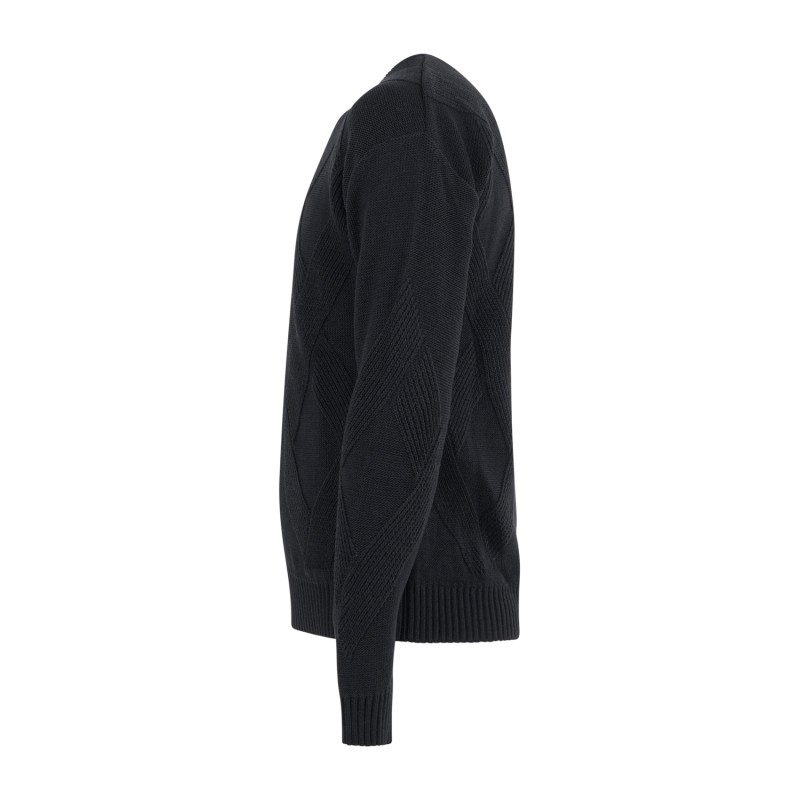 Daniele Alessandrini - Maglione girocollo nero con lavorazione per uomo |