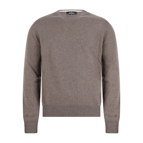 Gran Sasso - Maglione girocollo marrone in cashmere per uomo | paricollo m/l