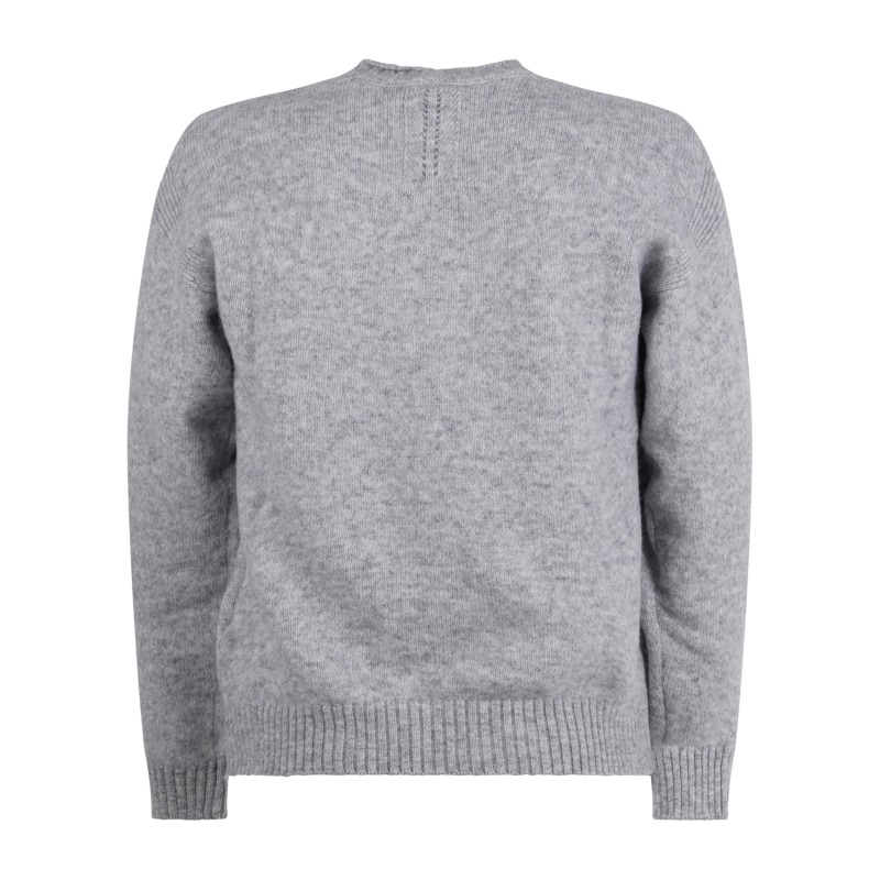 +39 Masq - Maglione girocollo grigio in misto alpaca superfine con collo a