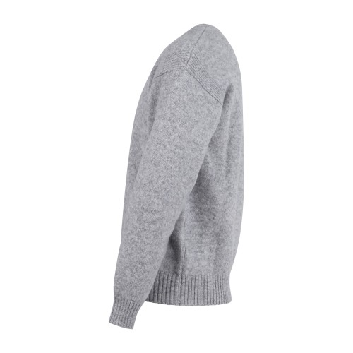 +39 Masq - Maglione girocollo grigio in misto alpaca superfine con collo a 2