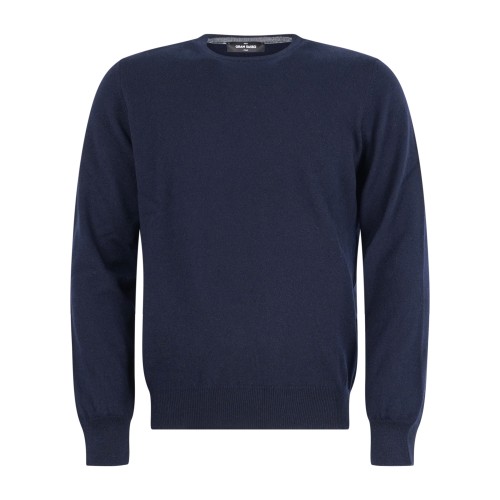 Gran Sasso - Maglione girocollo blu in cashmere per uomo | paricollo m/l 55167
