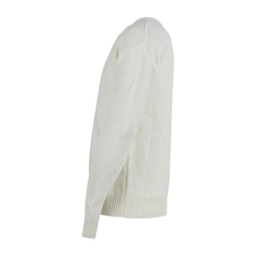 Daniele Alessandrini - Maglione girocollo bianco con lavorazione per uomo | 2