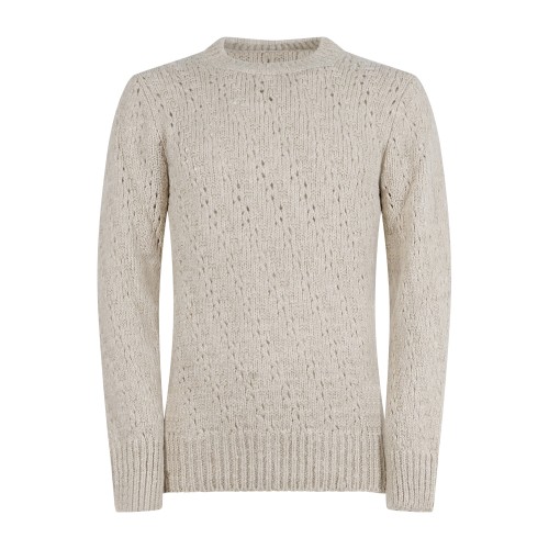 Daniele Alessandrini - Maglione girocollo beige con a nido d'ape a punto