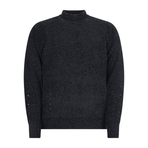 Daniele Alessandrini - Maglione girocollo alto nero in ciniglia per uomo |