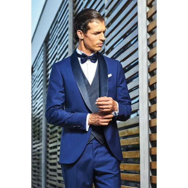 Sartoria Latorre Cerimonia - Abito smoking sciallato blu per uomo | 