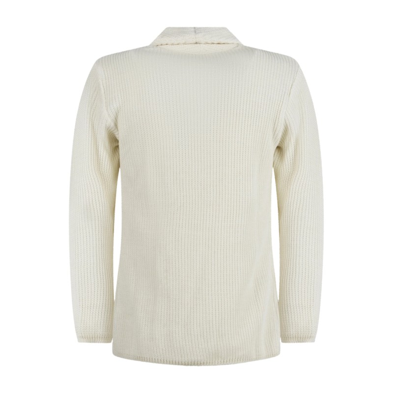 Barbati - Maglione cardigan bianco con bottoni doppio petto e collo sciallato