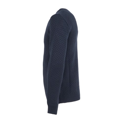Luca Bertelli - Maglione blu girocollo con lavorazione intarsio per uomo | 2