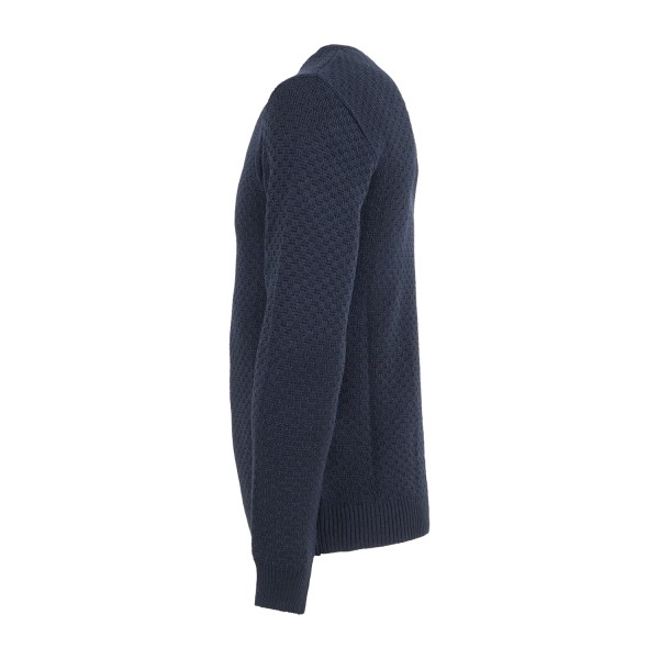 Luca Bertelli - Maglione blu girocollo con lavorazione intarsio per uomo |