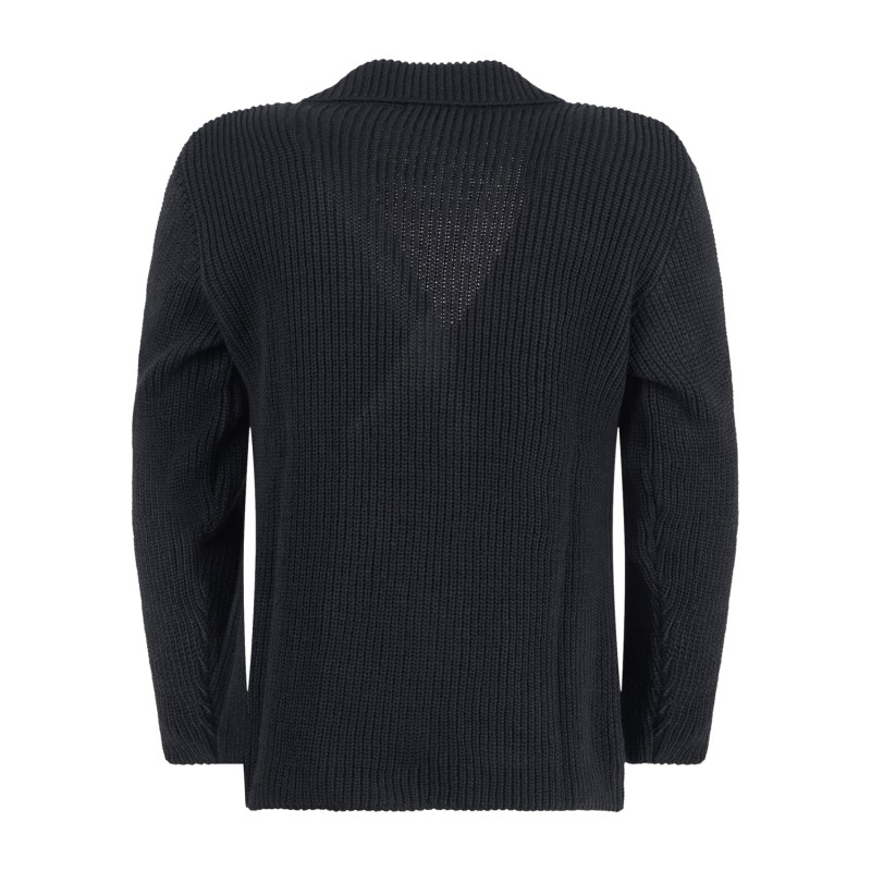 Daniele Alessandrini - Giacca maglia nera doppipetto con lavorazione a maglia