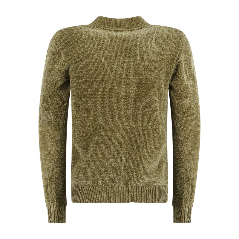 Daniele Alessandrini - Cardigan verde in ciniglia con tasche per uomo |