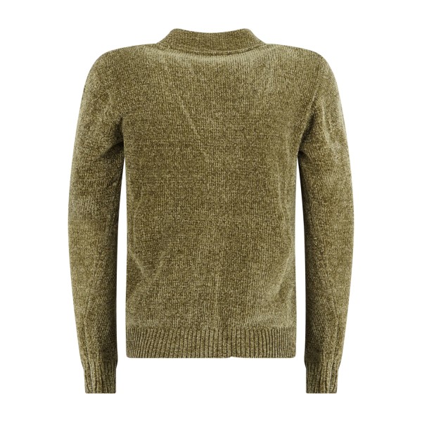 Daniele Alessandrini - Cardigan verde in ciniglia con tasche per uomo |