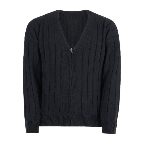 Daniele Alessandrini - Cardigan nero con lavorazione e chiusura full zip per