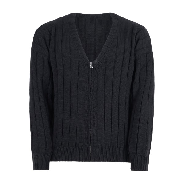 Daniele Alessandrini - Cardigan nero con lavorazione e chiusura full zip per