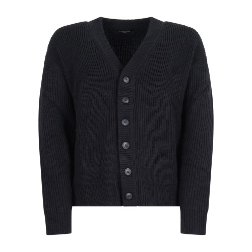 Hamaki-Ho - Cardigan nero con lavorazione a maglia per uomo | mi3182h ne black